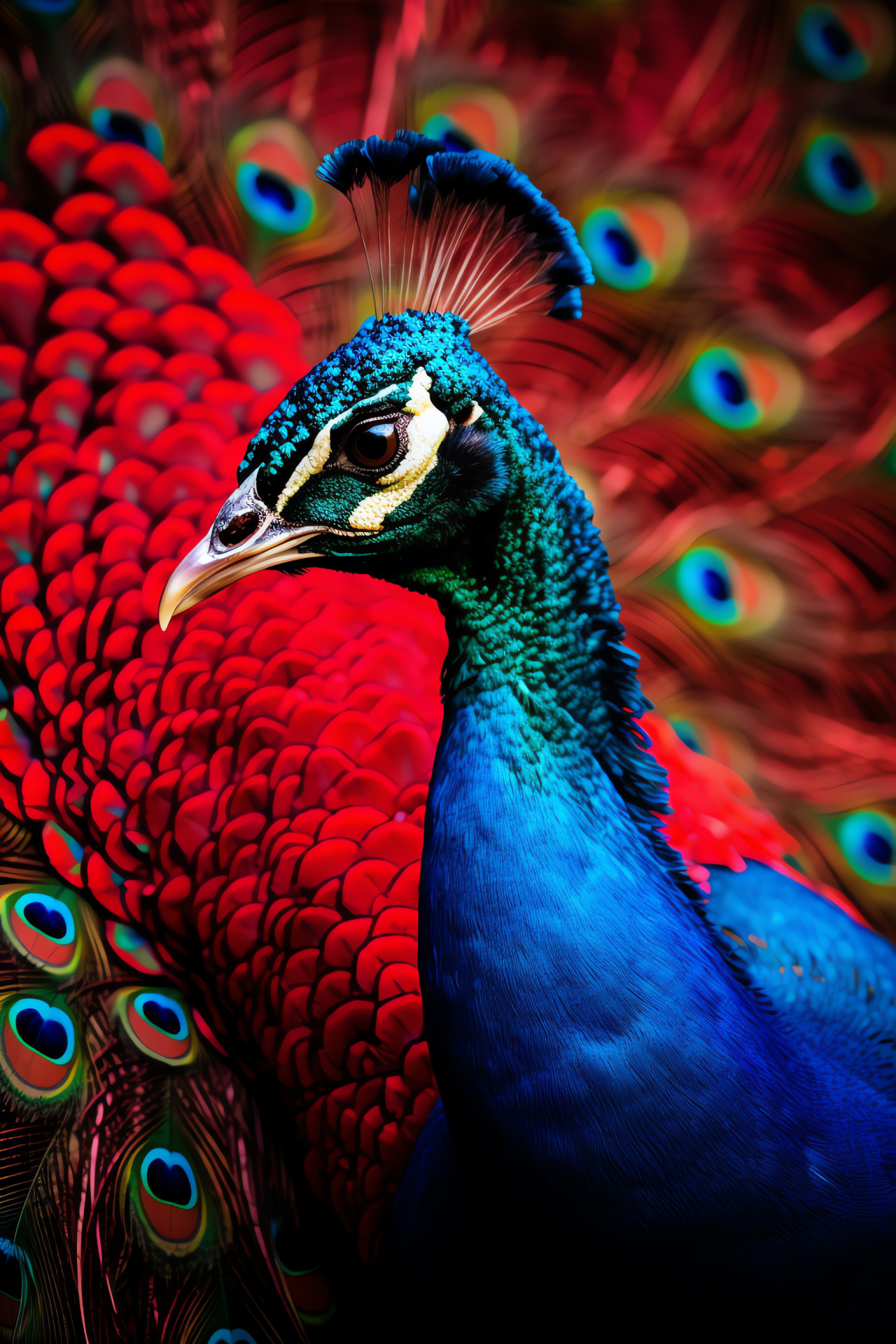 Imposing peacock, Regal bird stance, Fauna grandiosity, Plumage display, Nature's pageantry, HD Phone Image