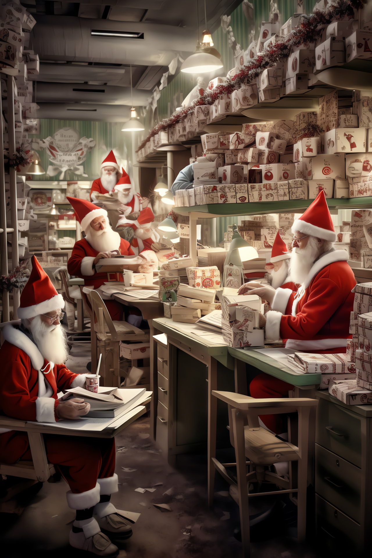 Santa Claus, North Pole dispatch, Holiday correspondences, Elves at work, Festive preparations, HD Phone Image