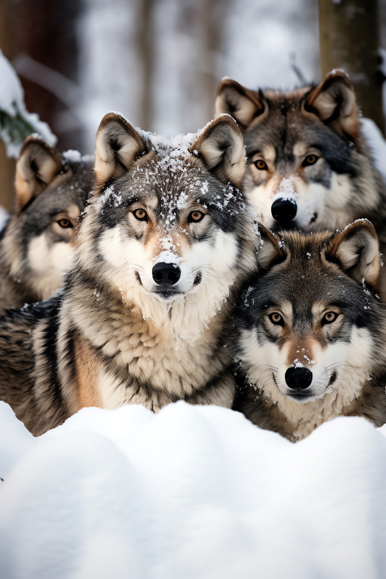 Northern wolves, captivating eyes, wilderness living, social structure, Scandinavian fauna, HD Phone Wallpaper