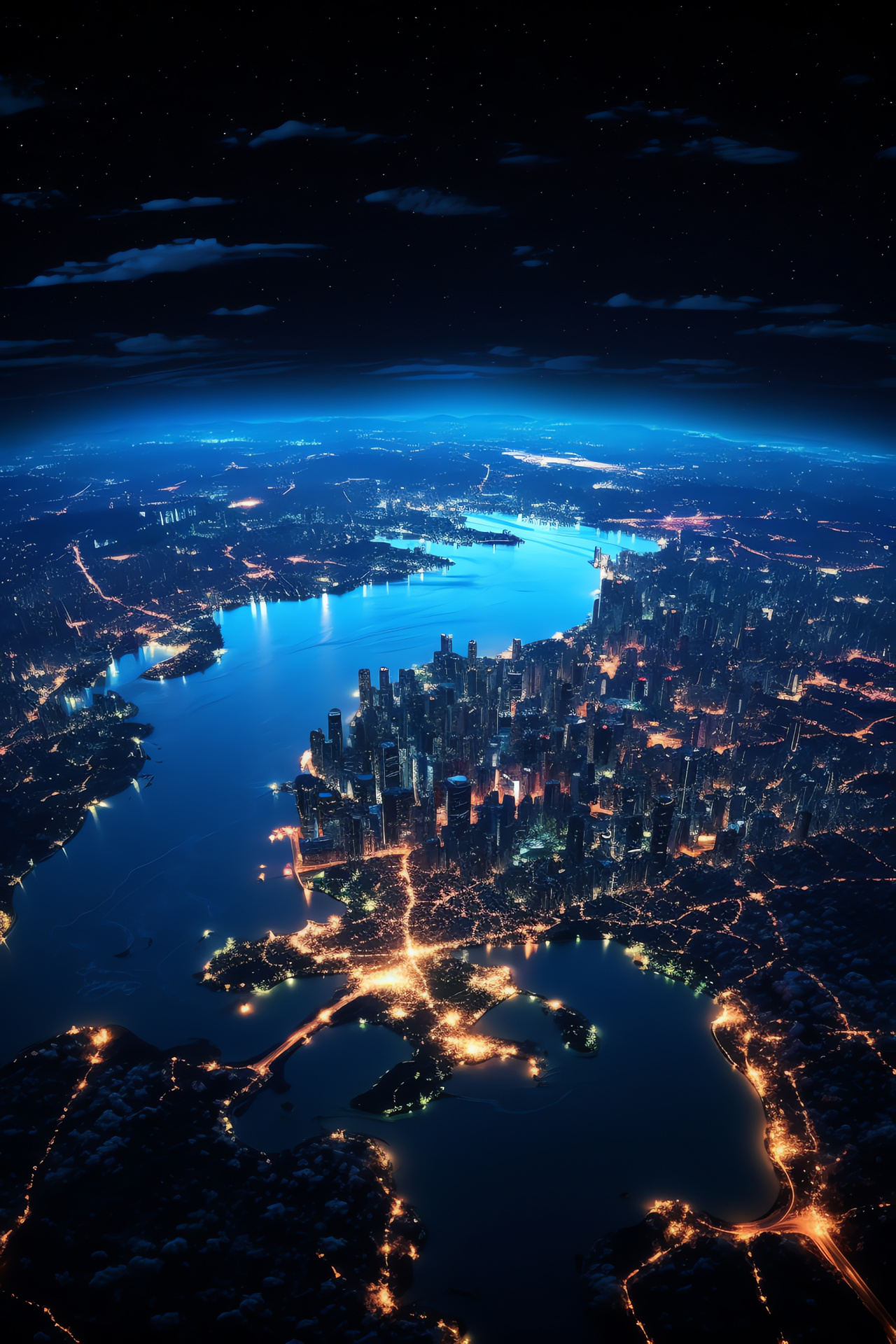 Nighttime orb, Space canvas, Terra firma, Luminous earth beauty, Metropolitan vibrancy, HD Phone Wallpaper