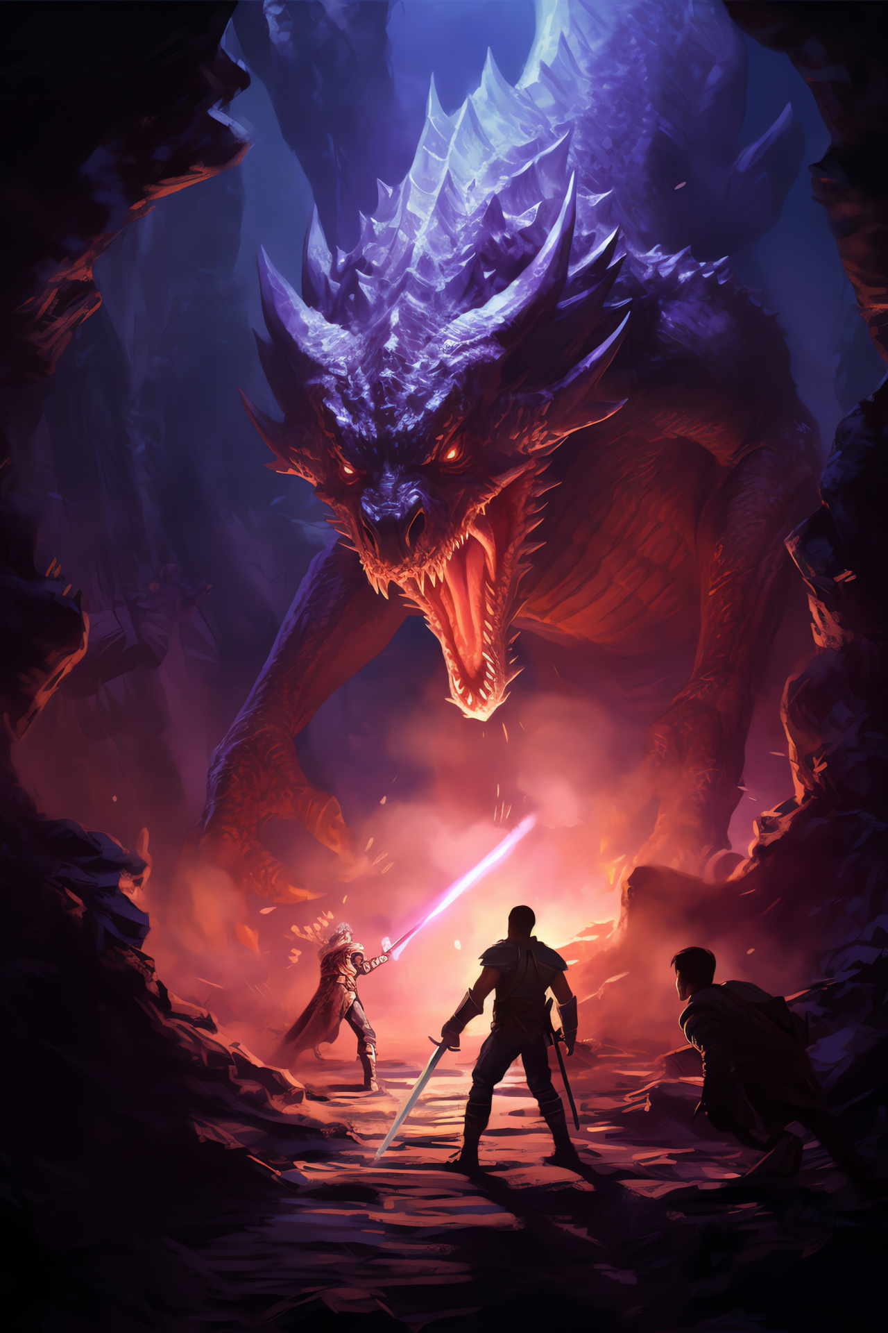 Neverwinter Nights quest, Brave adventurers, Fierce dragon, Forgotten realms, Powerful spellcaster, HD Phone Wallpaper