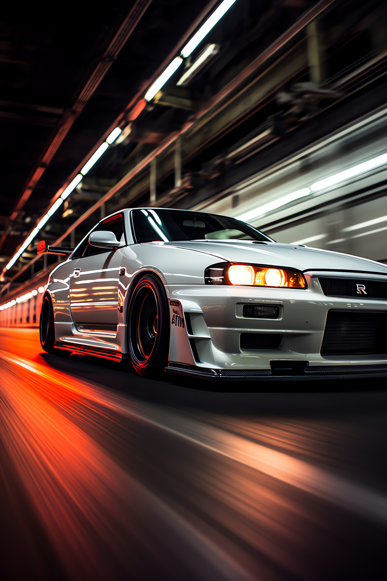 Nissan Skyline R32 GTR, Nrburgring circuit, Race-ready paint, Aggressive styling, Twin-turbo technology, HD Phone Image