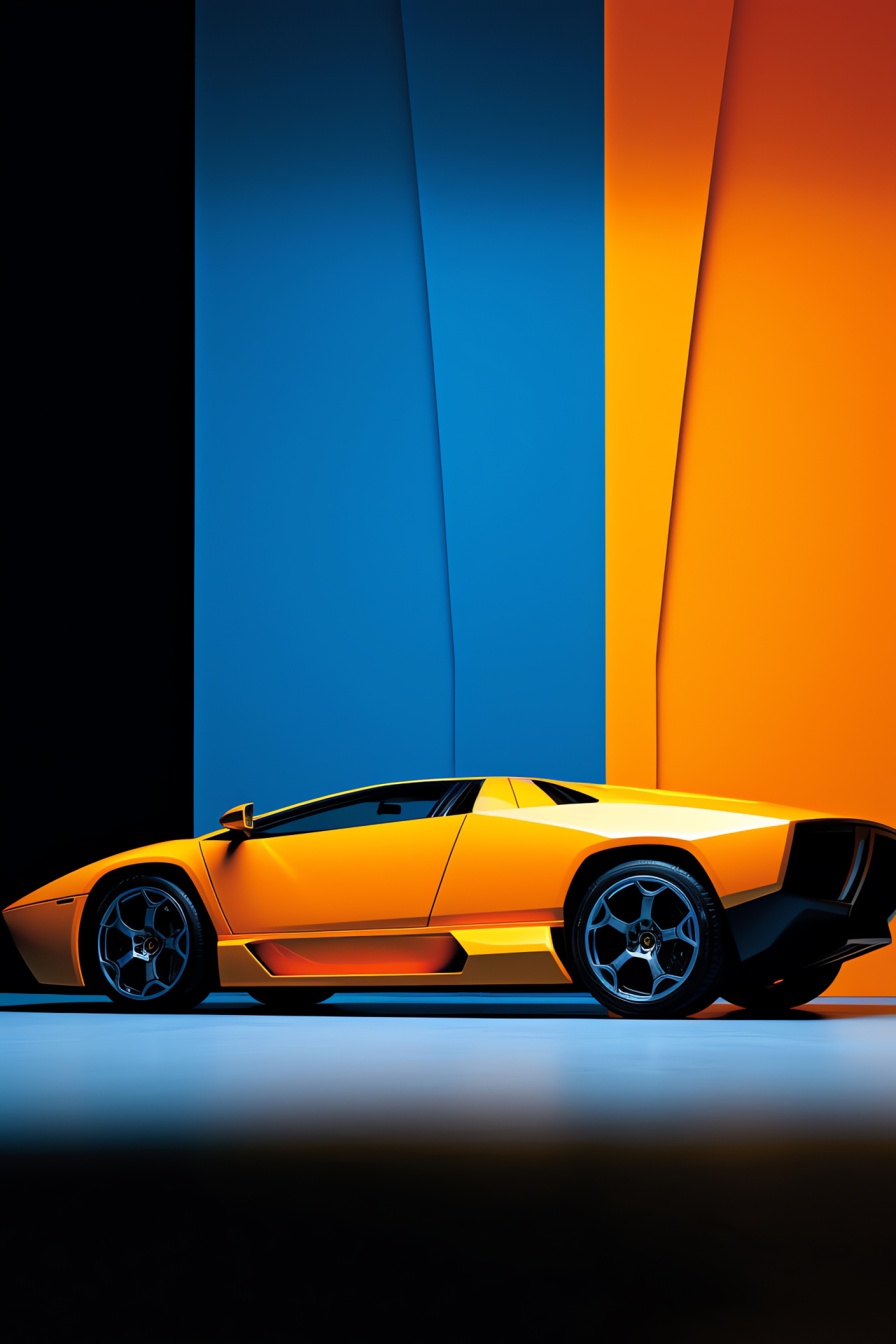 Two-tone Murcielago, Side showcase, Automotive elegance, Bold paint scheme, Modern classic, HD Phone Image