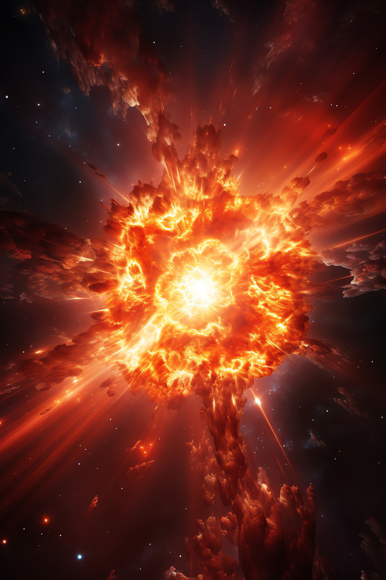 Galactic core explosion, Cosmic wonder, Red supernova aftermath, Orange nebular glow, Space spectacle, HD Phone Wallpaper