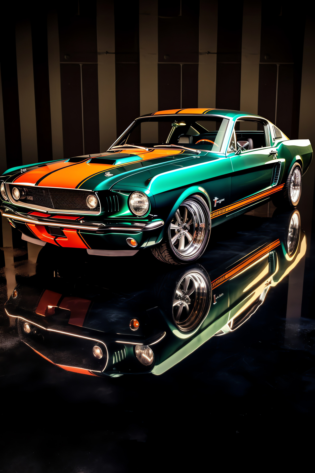 Ford Mustang backdrop, Auto high-angle showcase, Elegance of Mustang, Timeless American car, Elegant auto, HD Phone Wallpaper
