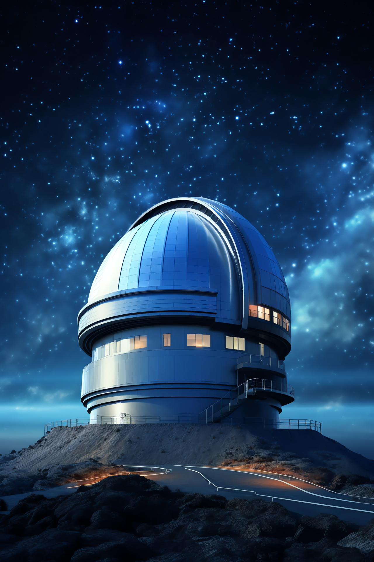 Tmt facility, Space observatory scene, Sleek cosmic architecture, Galactic viewing point, Astronomy development, HD Phone Wallpaper