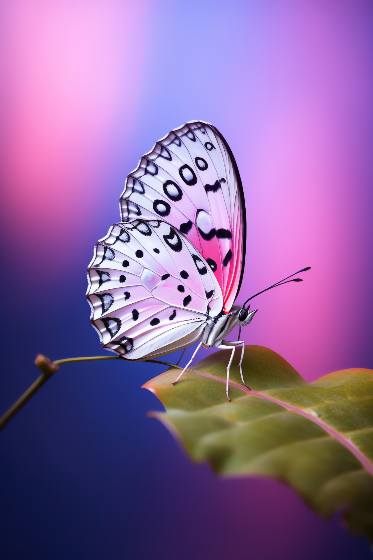 Butterfly species, Leafy roost, Gradient space, Synchronous wing pattern, Idyllic tableau, HD Phone Image