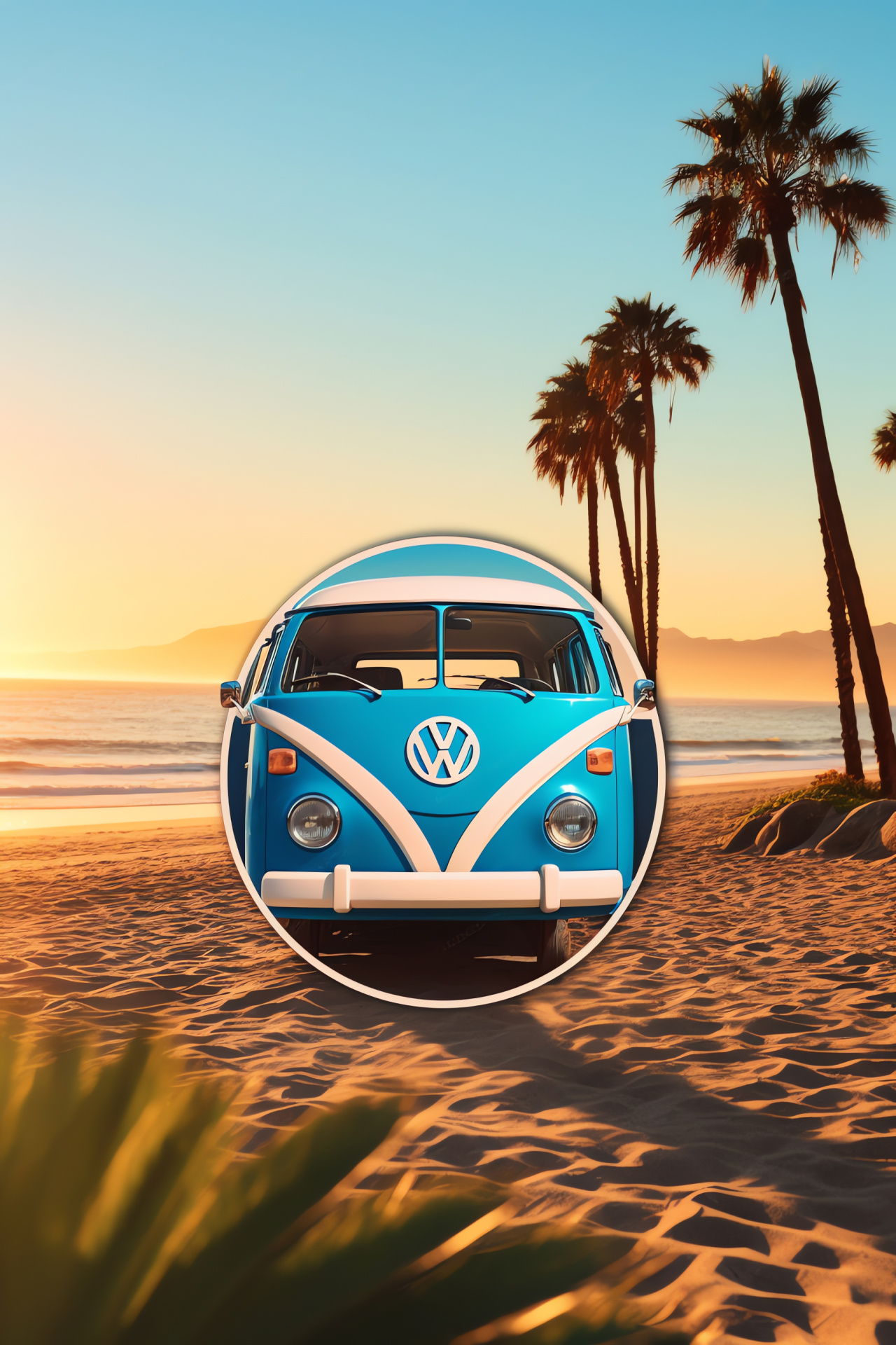 Volkswagen insignia, Beach lifestyle, California culture, Camper van, Coastal scene, HD Phone Image