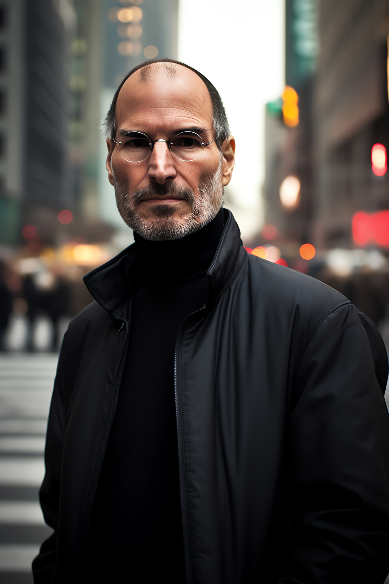 Steve Jobs, Iconic CEO attire, Manhattan landmark store, Silicon Valley pioneer, Technology leader, HD Phone Wallpaper