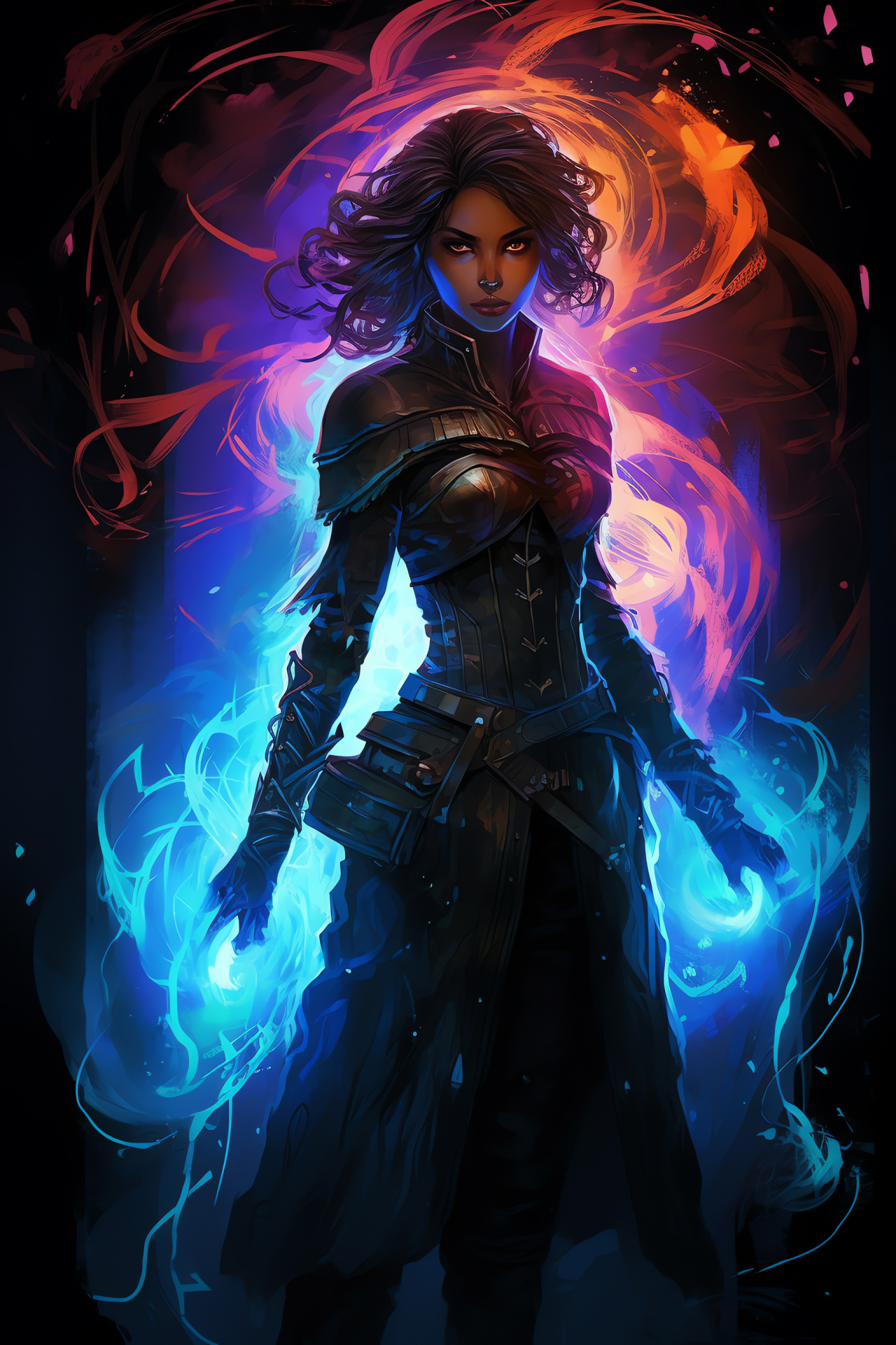 Path of Exile gaming character, Jun NPC, neon backdrop, Amethyst gaze, assured stance, HD Phone Wallpaper