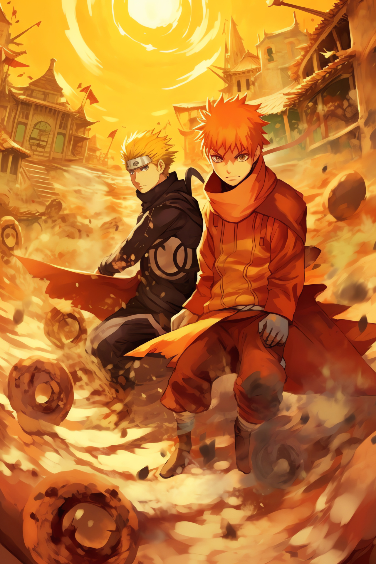 Animated combat, Naruto Uzumaki, Gaara of the Sand, high-intensity, distinctive garb, HD Phone Wallpaper