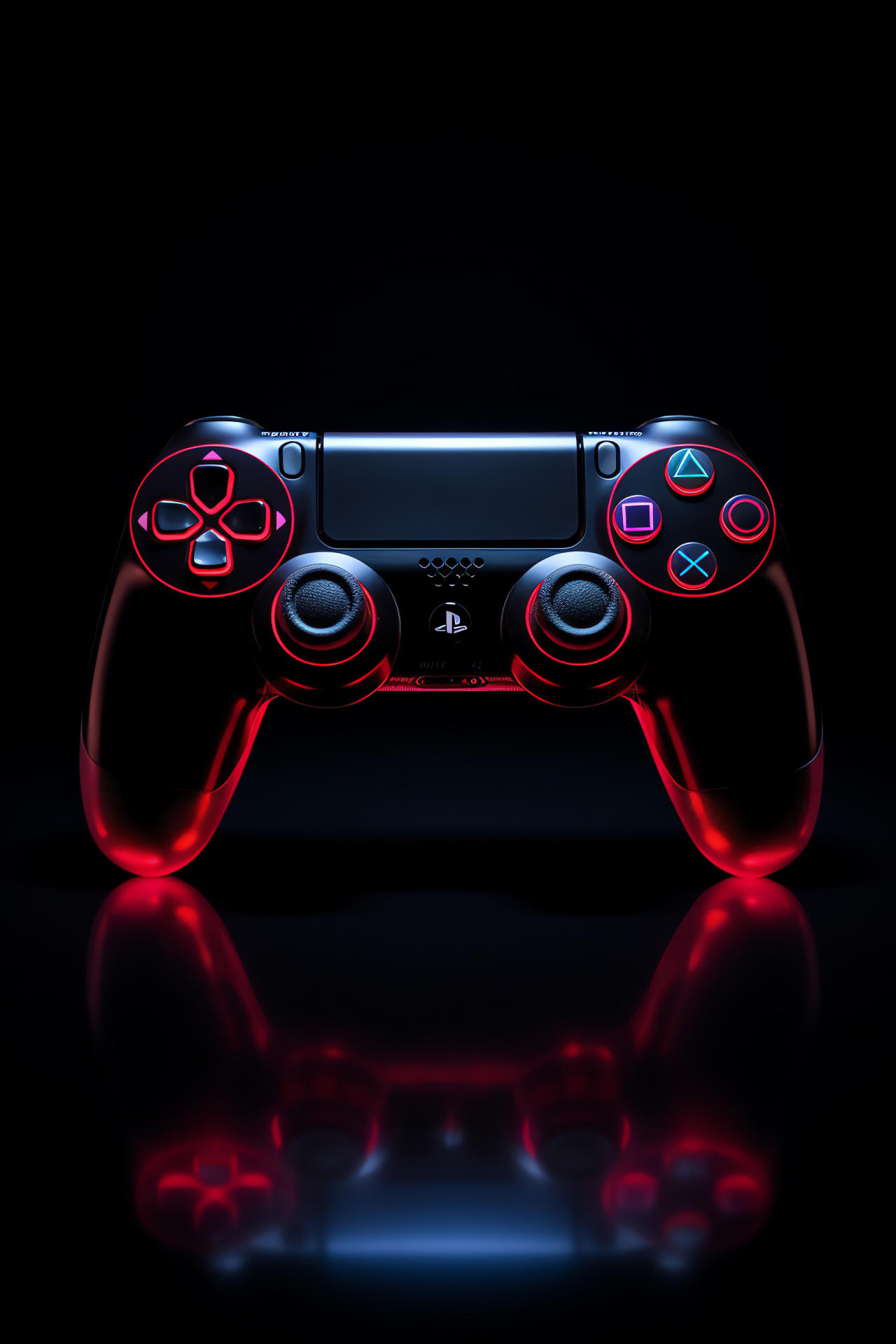 Playstation controller, solid backdrop, red accents, gaming accessory, console, HD Phone Image