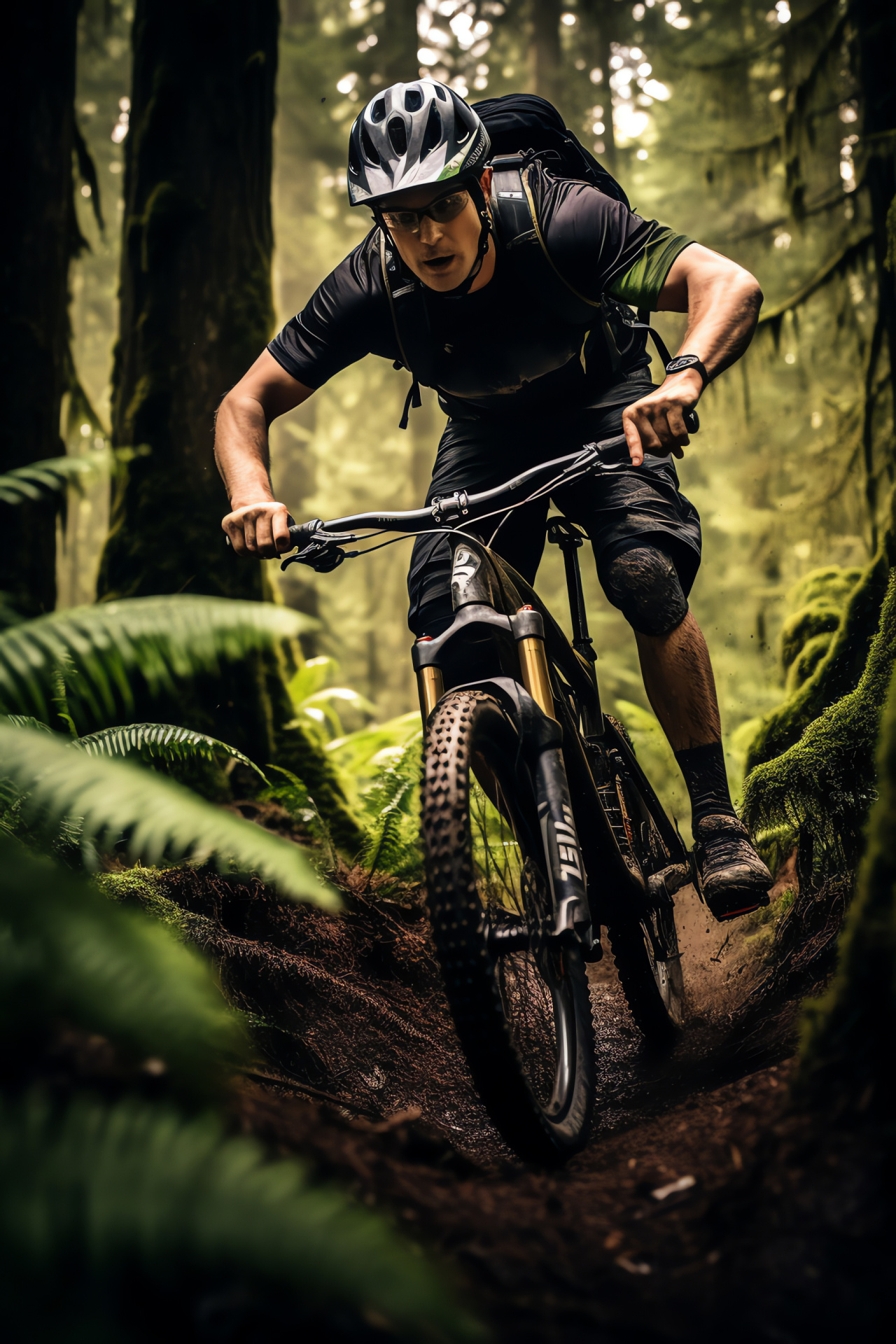 Singletrack biking, Temperate rainforest, Pacific Northwest pedals, Mountain biking agility, Nature's challenge, HD Phone Wallpaper