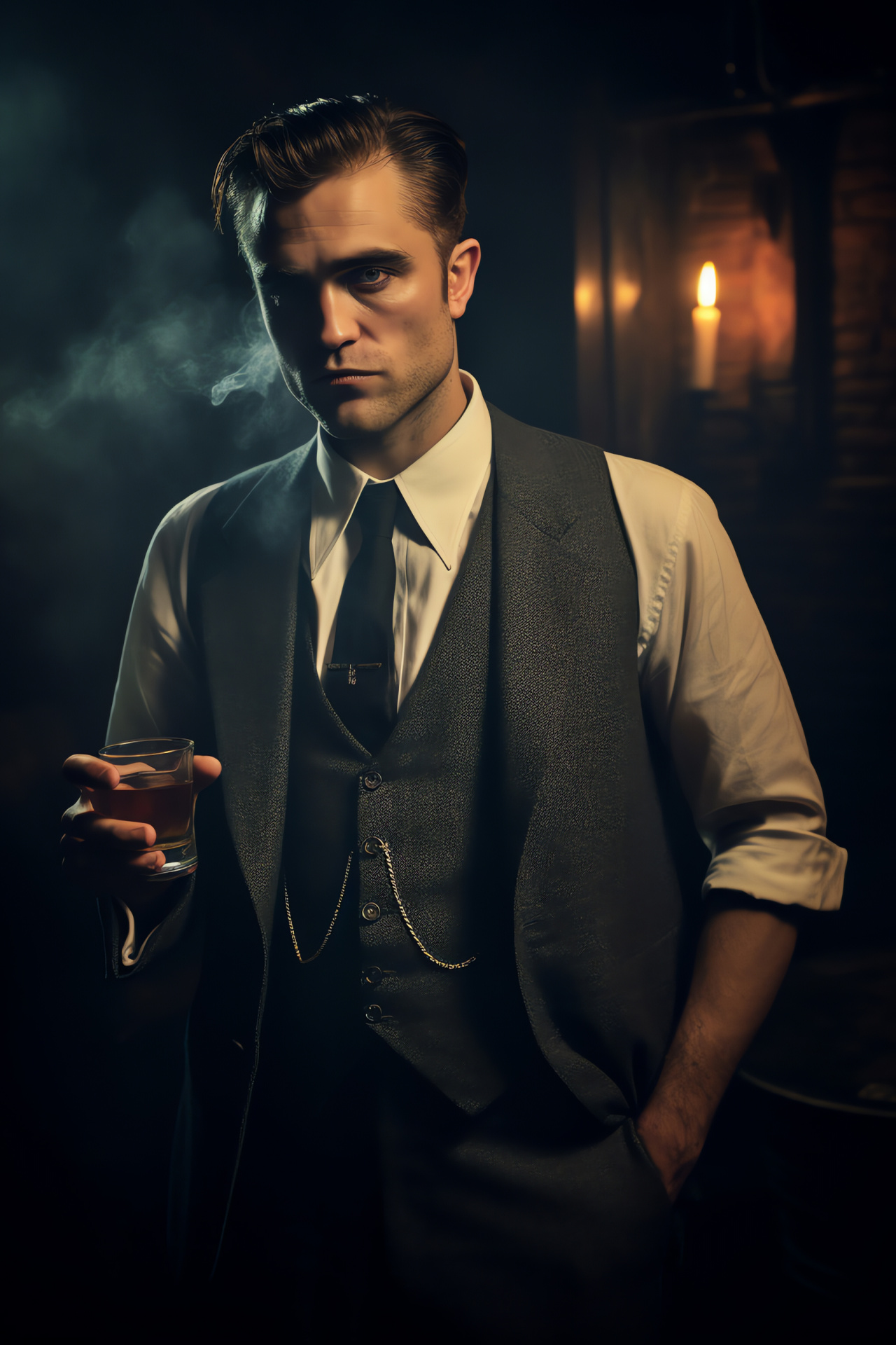 Rob Pattinson, Styled actor, Prohibition era, Vintage ambiance, Jazz age, HD Phone Image