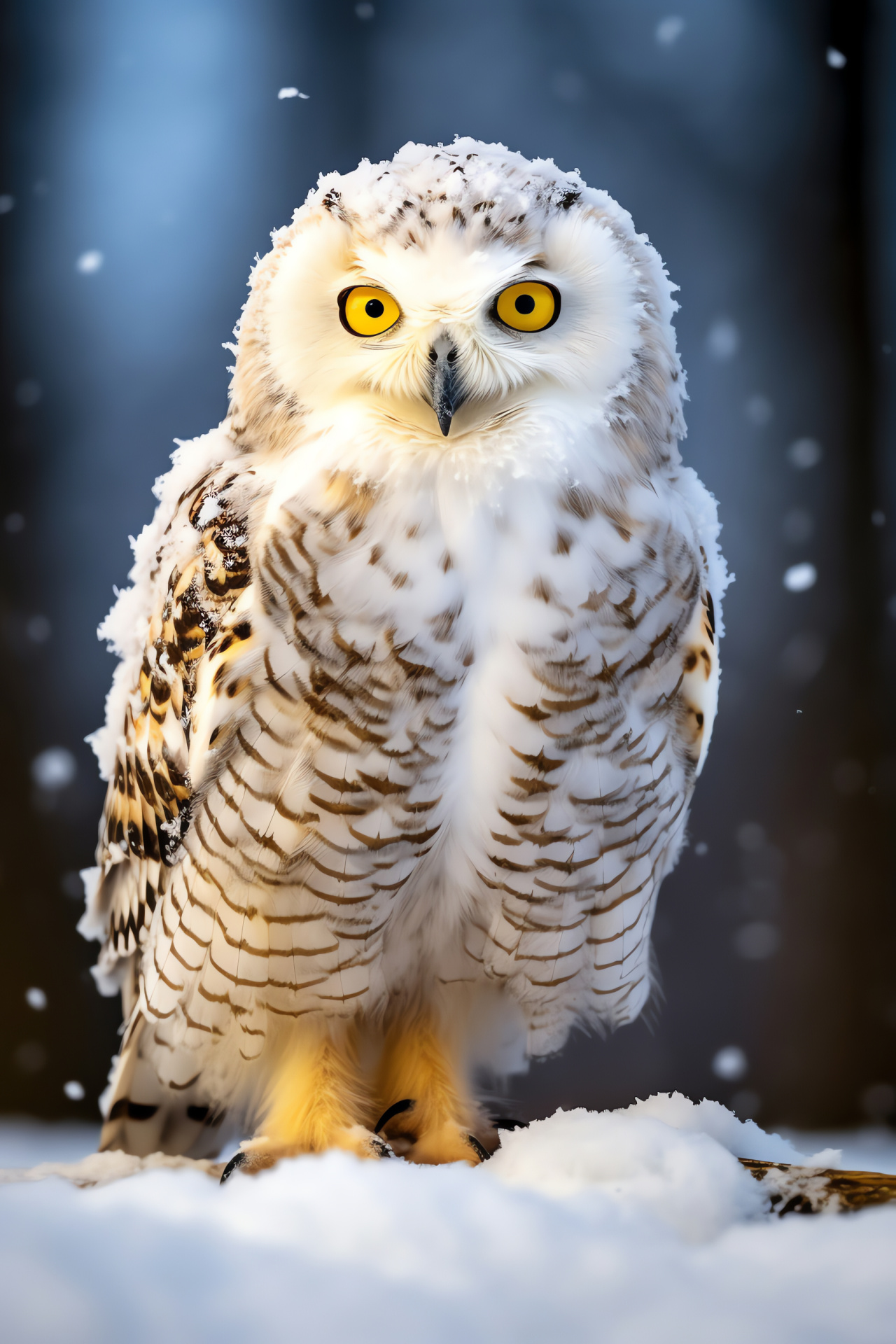 Snowy Bird of Prey, Glimmering Retina, Arctic Avian Species, Youthful Raptor, Frosted Winged Hunter, HD Phone Wallpaper