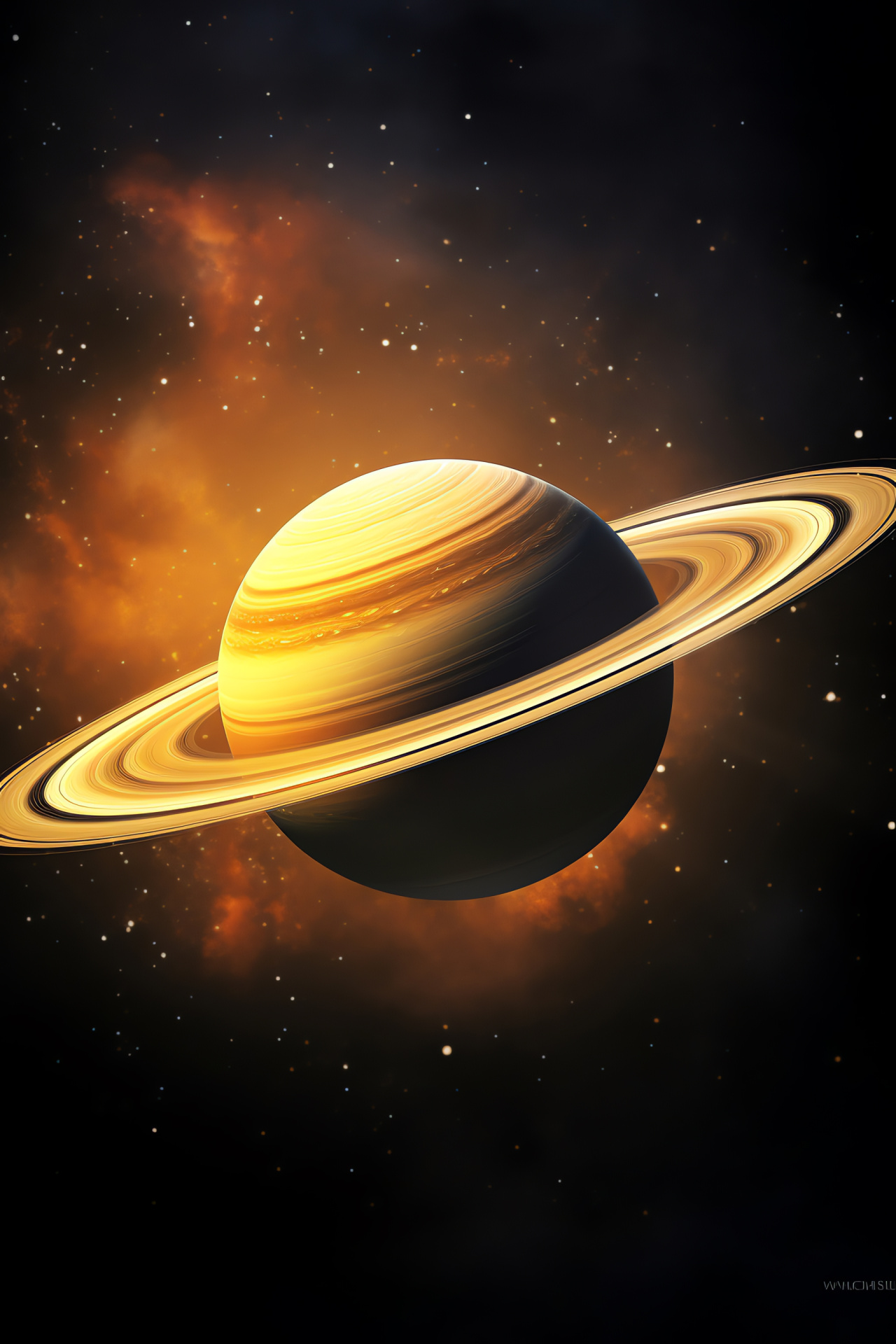 Ringed Saturn, Planetary orb, Celestial body, Cosmic rings, Interstellar phenomenon, HD Phone Wallpaper