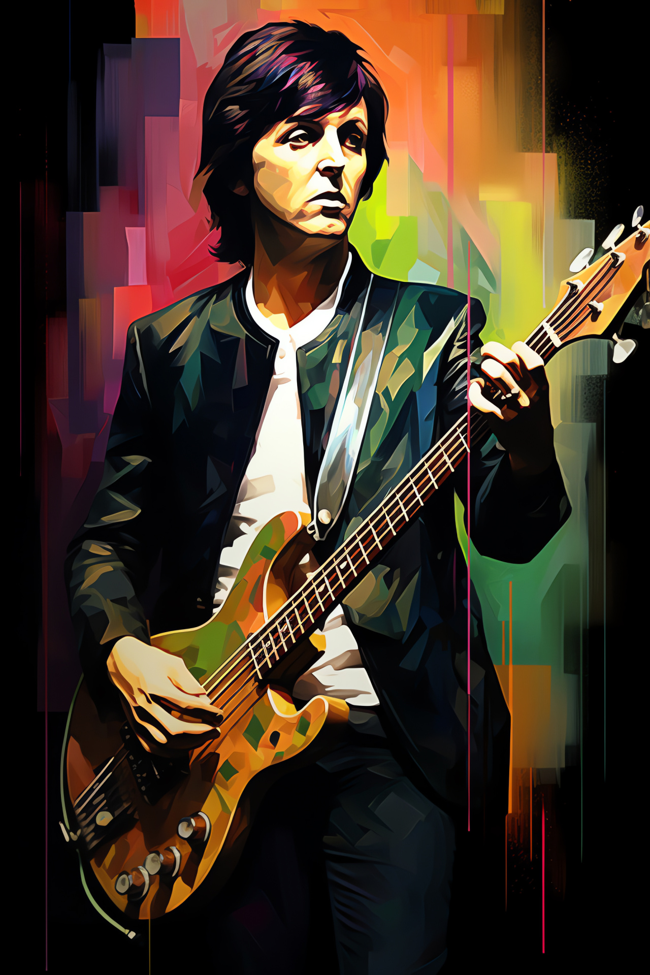 Paul McCartney, English rock legend, classic Beatles band, singer composer, iconic Hofner bass, HD Phone Image