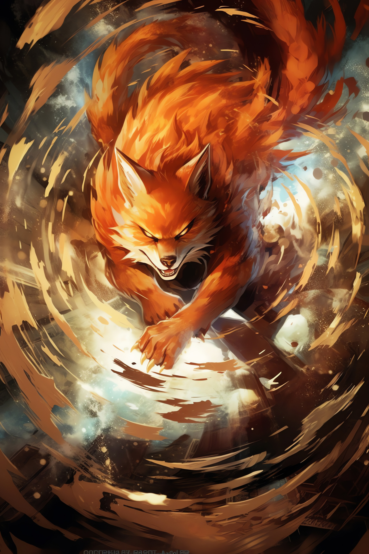 Naruto Uzumaki, Kurama, airborne battle, powerful chakra, fierce adversary, HD Phone Image