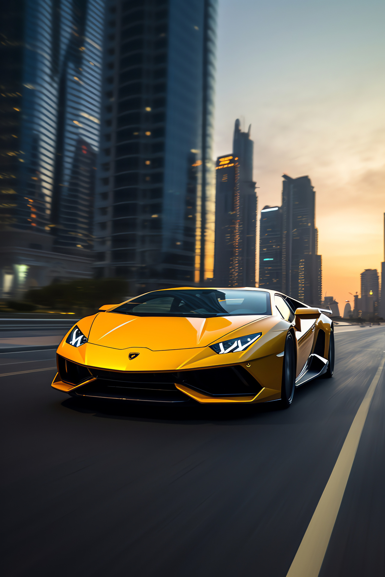 Lamborghini Huracn EVO, luxury vehicle, UAE metropolis, sports car design, innovative lighting, HD Phone Image