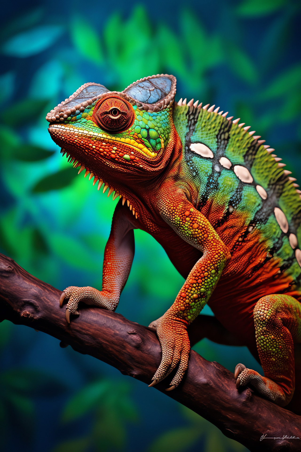 Chameleon, reptile vibrant skin, reptile color variation, reptile intricate design, reptilian piercing stare, HD Phone Image