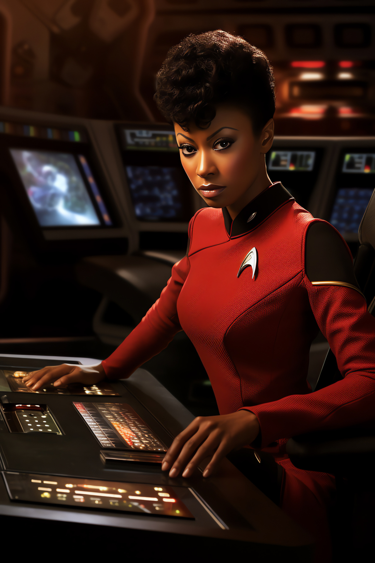 Starship Enterprise Ncc 1701, Star Trek series, Uhura character, Iconic Starfleet officer, Interstellar communications, HD Phone Wallpaper