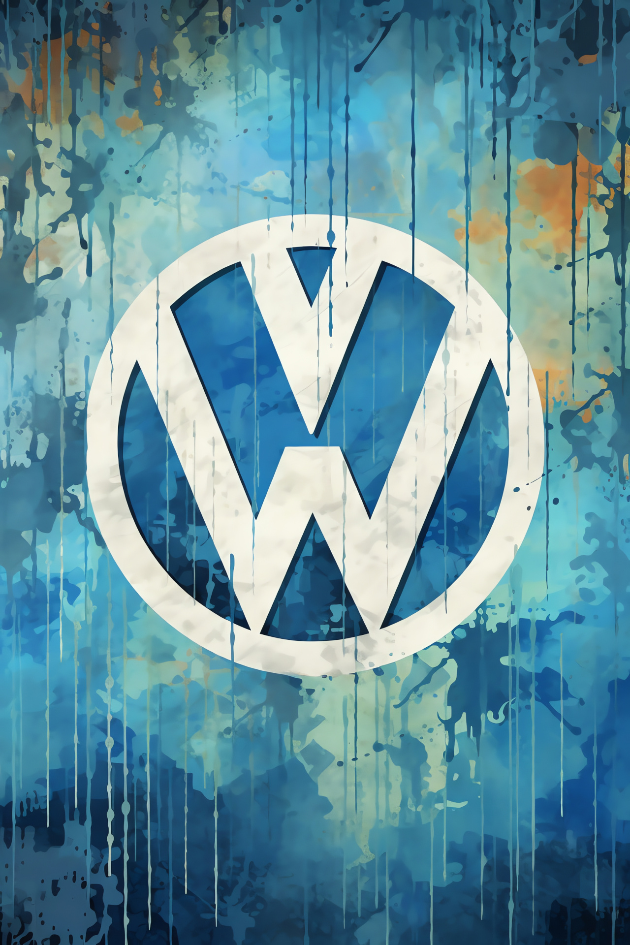 Volkswagen symbol, Sleek metallic design, Expansive alien landscape, Automotive logo, German engineering, HD Phone Image