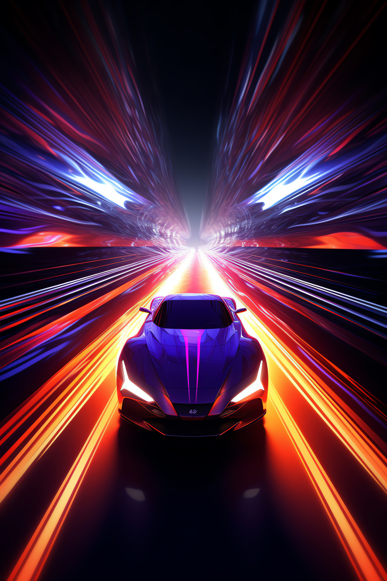 Neon Car event, Futuristic race setting, Holo-game challenge, Sci-fi competition, Laser-track entertainment, HD Phone Image