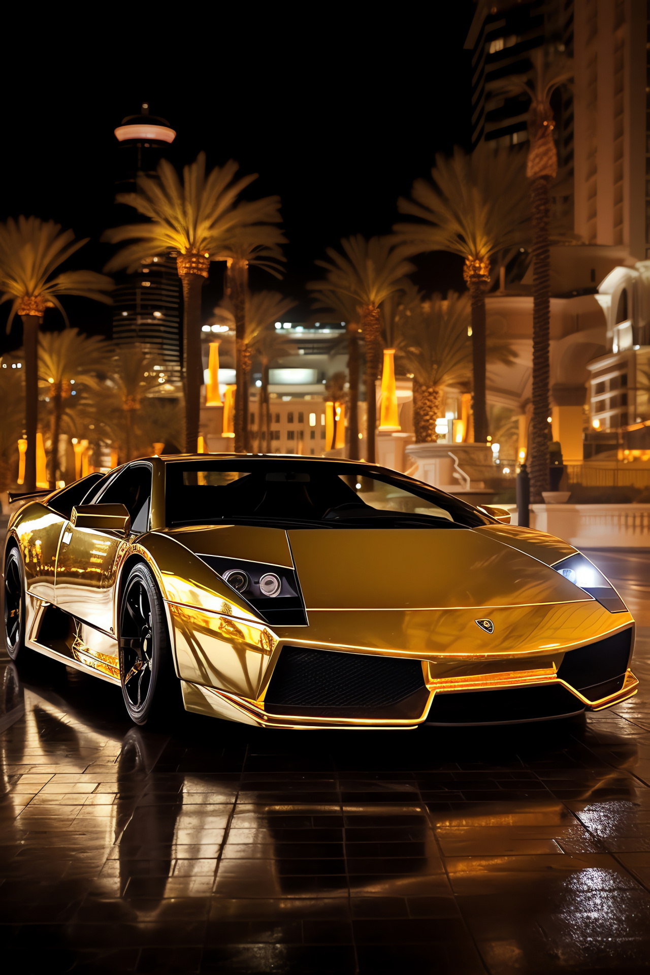 Vegas Edition, Nevada spectacle, Golden bodywork, Custom auto fashion, Sin City exclusive, HD Phone Wallpaper