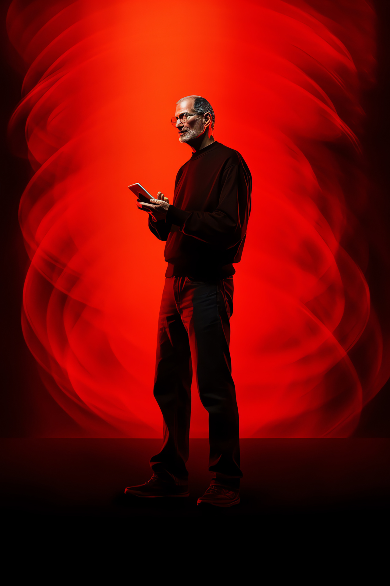 Steve Jobs, Visionary pose, Apple pioneer, Keynote device, Entrepreneurial spirit, HD Phone Image