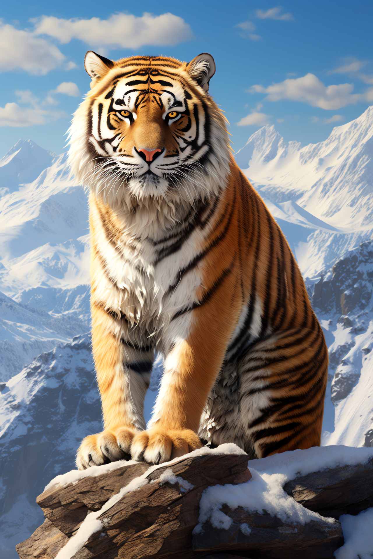 Boreal tiger, Striped feline, Winter wilderness, Siberian cat, Snow-adapted predators, HD Phone Wallpaper