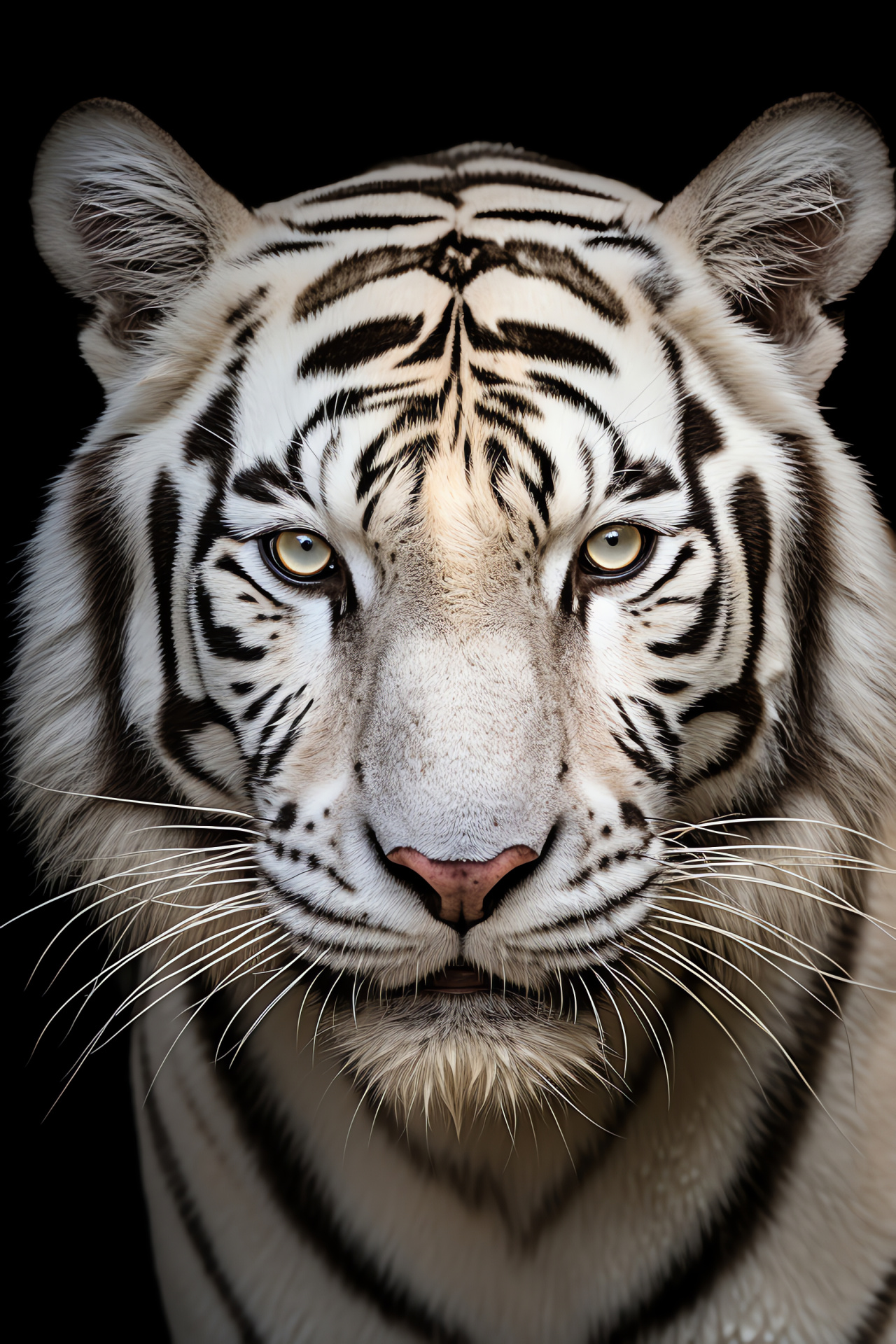 Majestic predator, argent gaze, close-up magnificence, royal stature, feline elegance, HD Phone Image
