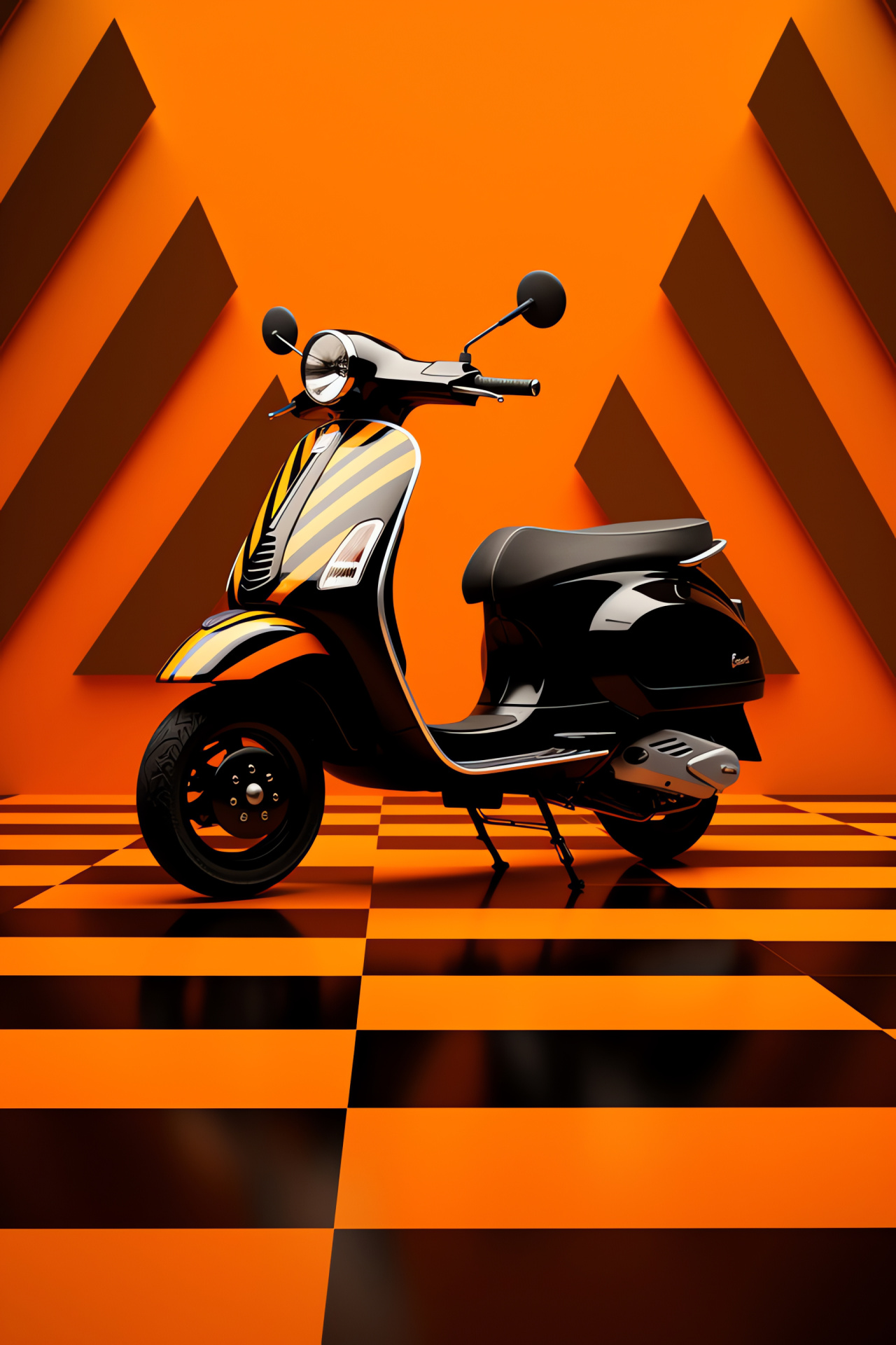 Vespa Sprint 150, Italian scooter, Patterned background, Two-tone color scheme, Urban travel, HD Phone Wallpaper