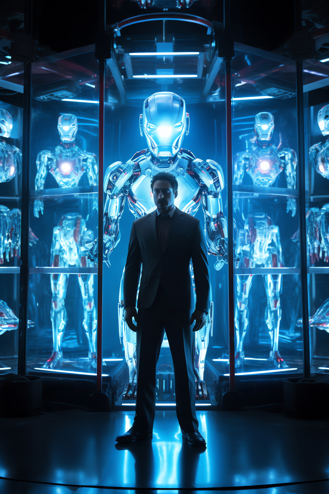 Robert Downey Jr, Tony Stark, Armor evolution, Marvel designs, Superhero gear, HD Phone Wallpaper