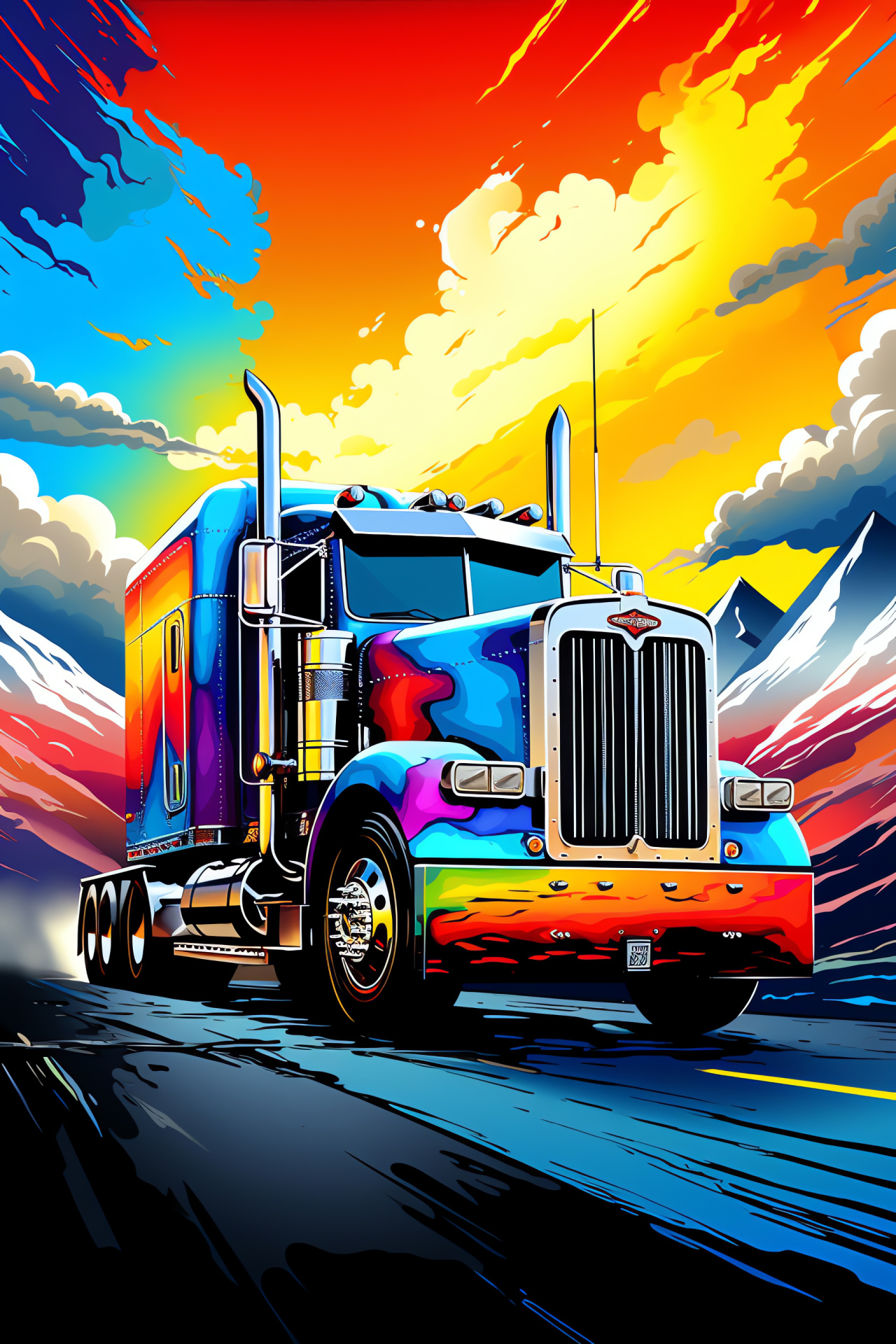 Peterbilt truck emblem, Wide spray paint art, Hues of design, Graffiti style, Trucking brand symbol, HD Phone Image