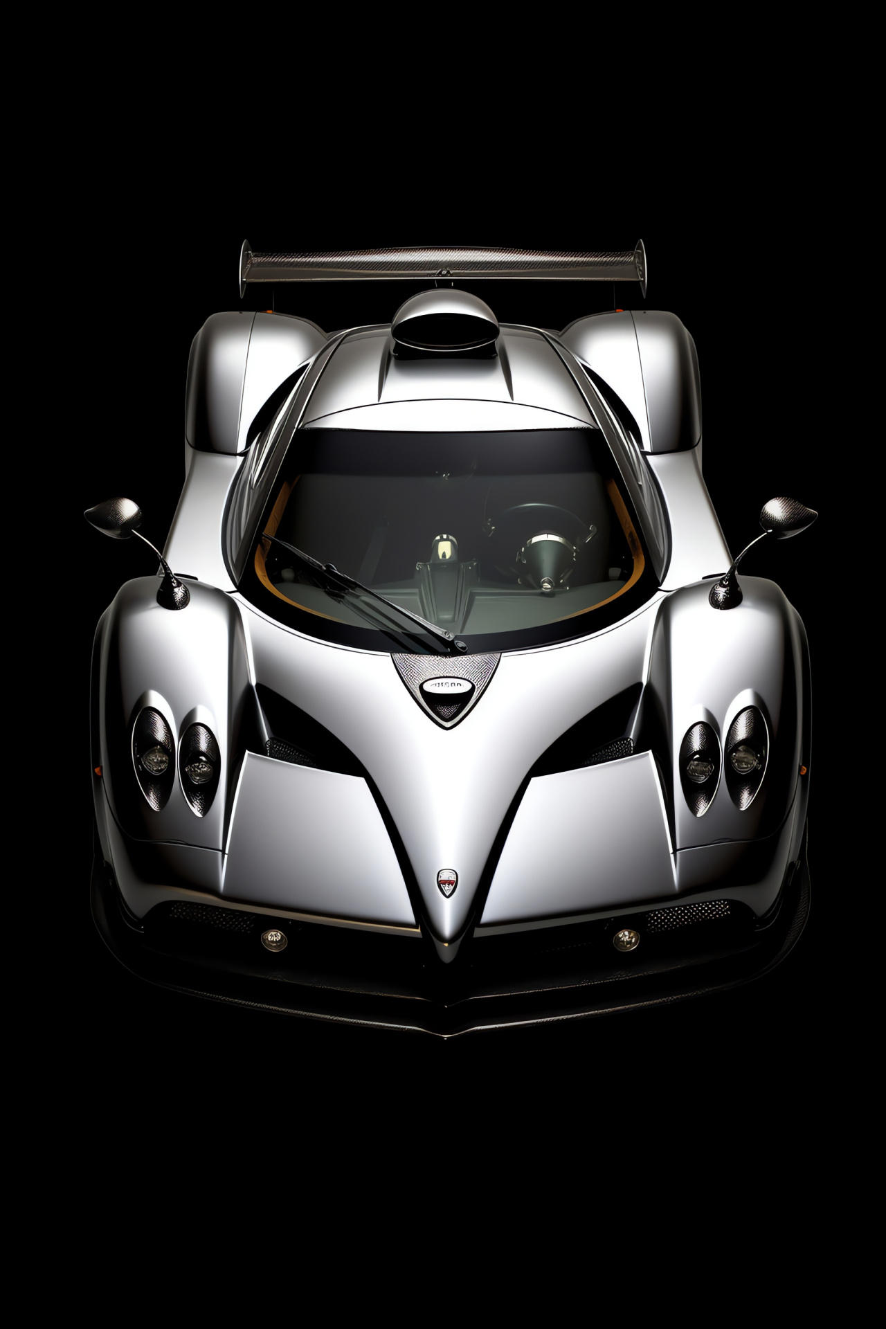 Pagani Zonda F Abstract, Black and silver mix, Artistic minimalism, Engineered beauty, Supercar profile, HD Phone Image