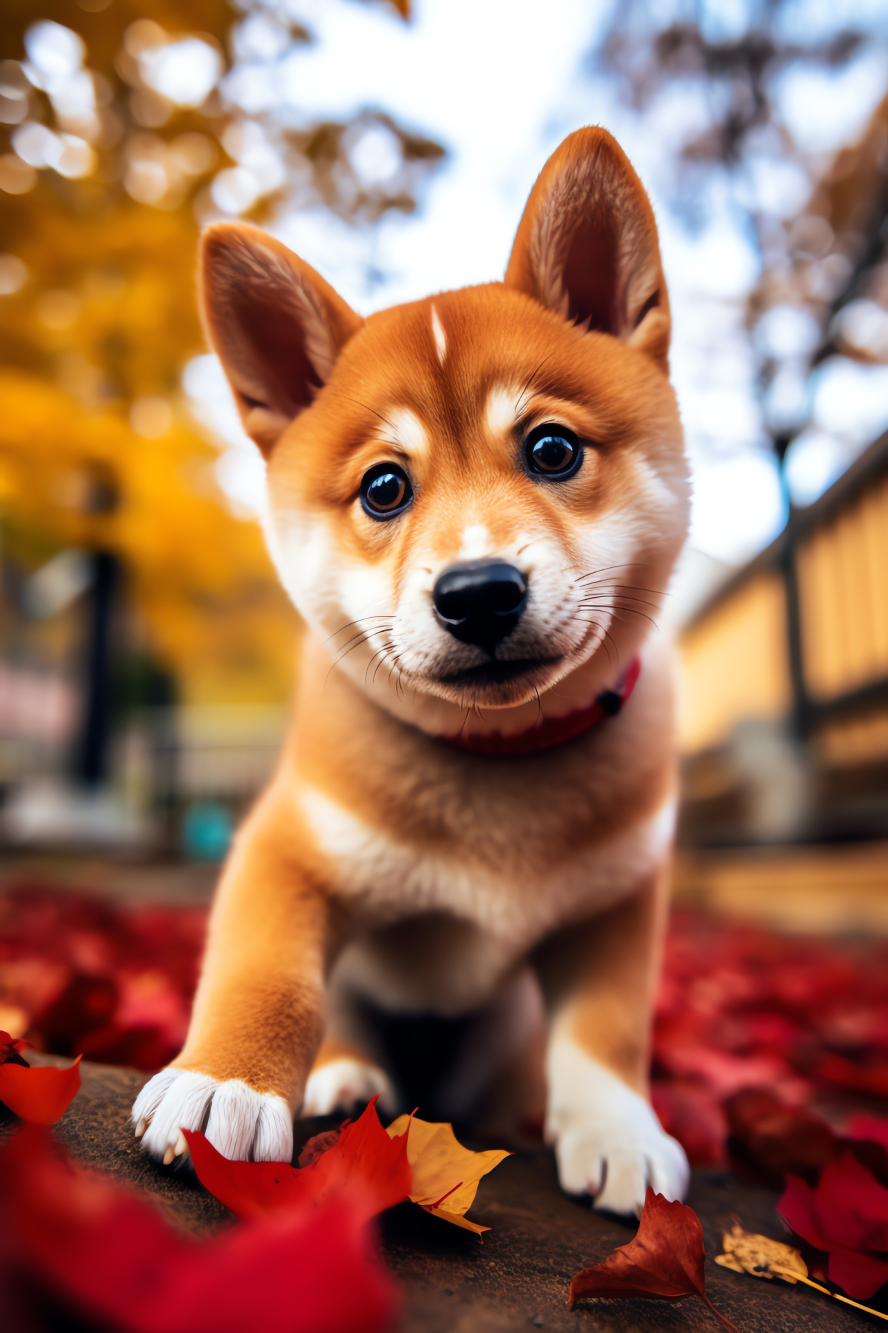 Shiba Inu puppy, Japanese small breed, Fox-like charming puppies, Lively play area scene, Alert and attentive young dog, HD Phone Image