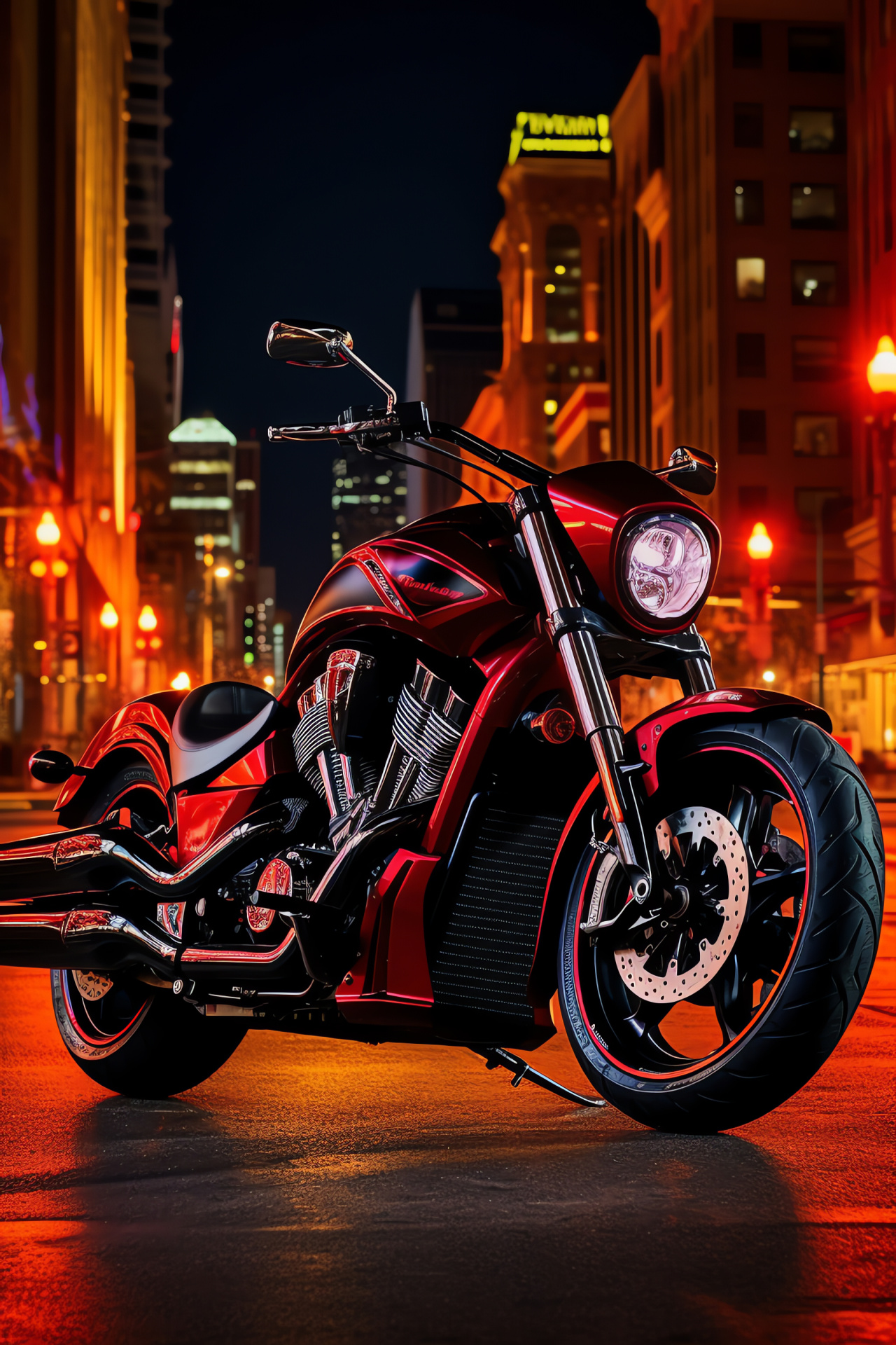 Victory Gunner motorcycle, Victory Motorcy auto, Nevada city lights, Sleek two-wheeler design, Night time road beast, HD Phone Image