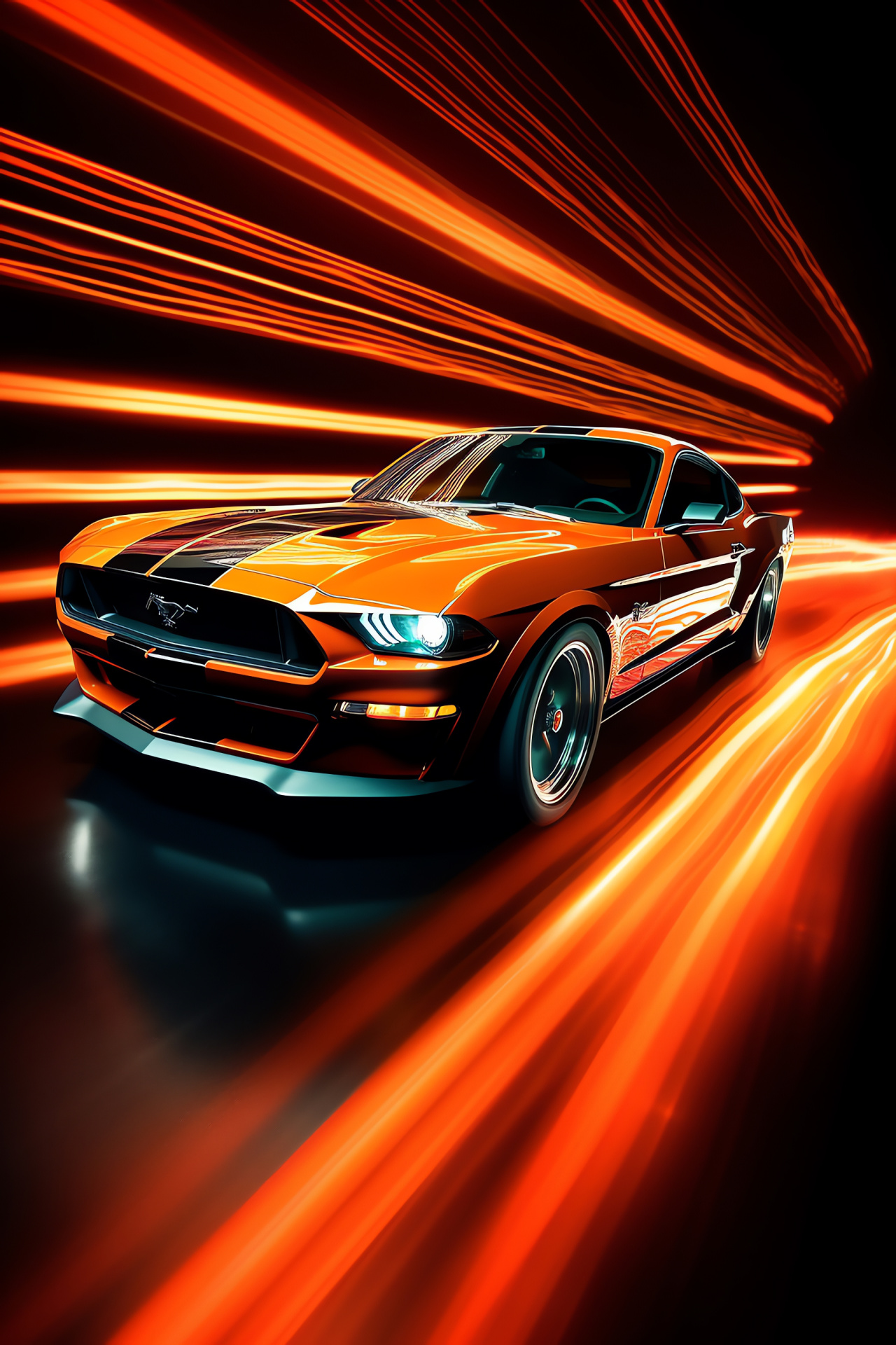 Ford Mustang showcase, Dynamic auto lines, Mustang presence, Aggressive styling, Automotive design, HD Phone Image