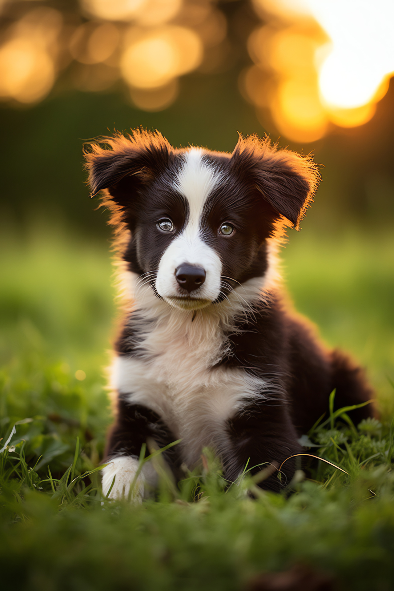 Border Collie puppy, Highly trainable medium-sized dog, Fluffy bi-color coat, Energetic young sheepdog, Distinct facial marking, HD Phone Wallpaper