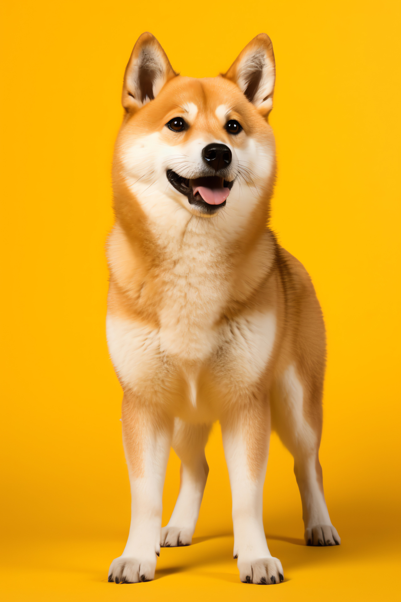 Shiba Inu breed, Sesame-furred pet, Subtle backdrop, Small canine paws, Japanese dog portrait, HD Phone Image