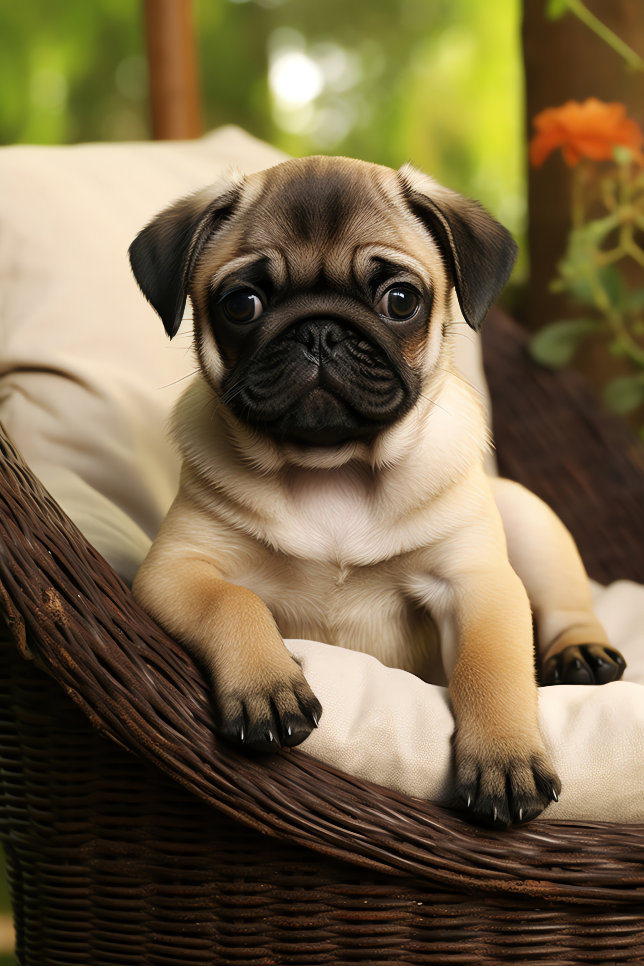 Pug breed, beige fur, curly tail, small companion, short coat, HD Phone Wallpaper