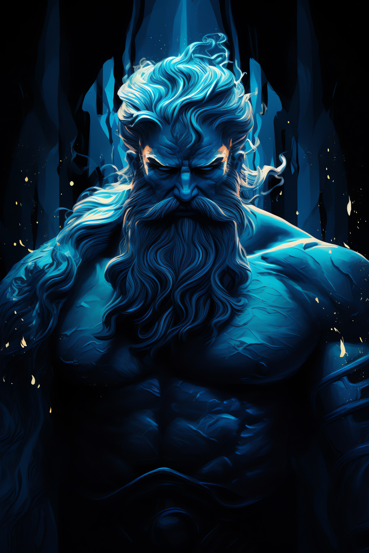 Pantheon deity, Poseidon figure, Maritime divinity, Oceanic trident, Hellenistic game, HD Phone Wallpaper