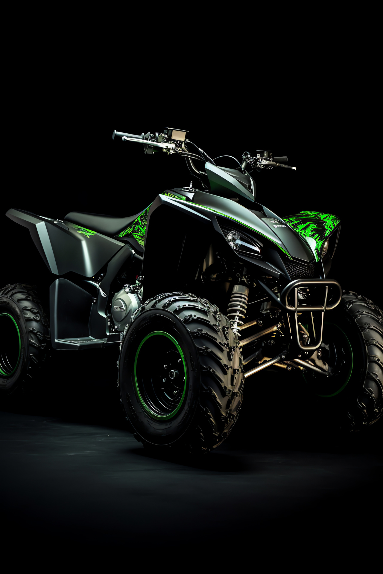 Raptor 700 Sport ATV model, Elevated angle, Solid backdrop, Striking green color, Off-road style, HD Phone Wallpaper