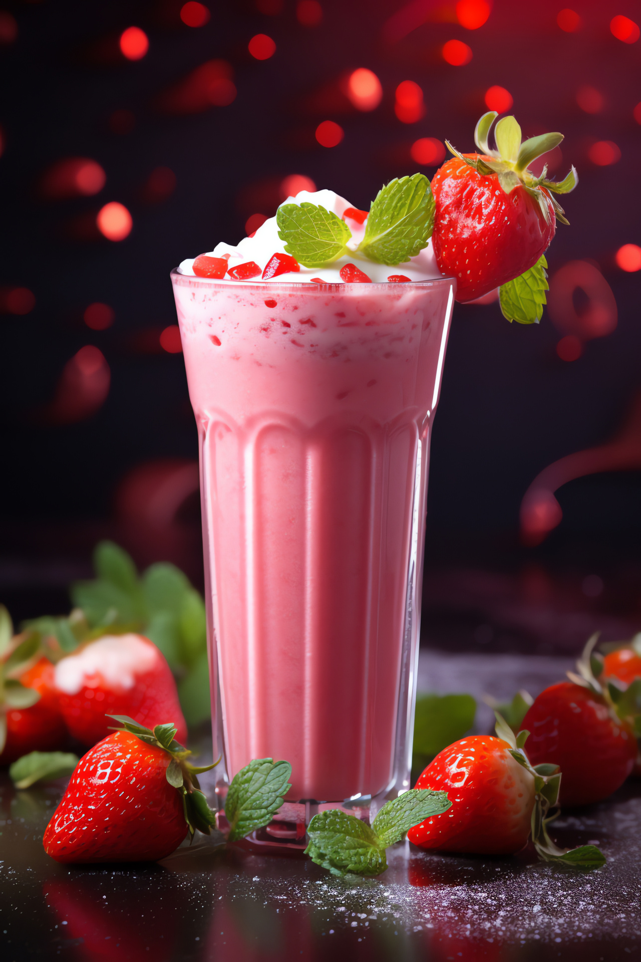 Strawberry smoothie beverage, Fresh blended drink, Frosted glass presentation, Berry smoothness, Refreshing taste, HD Phone Image