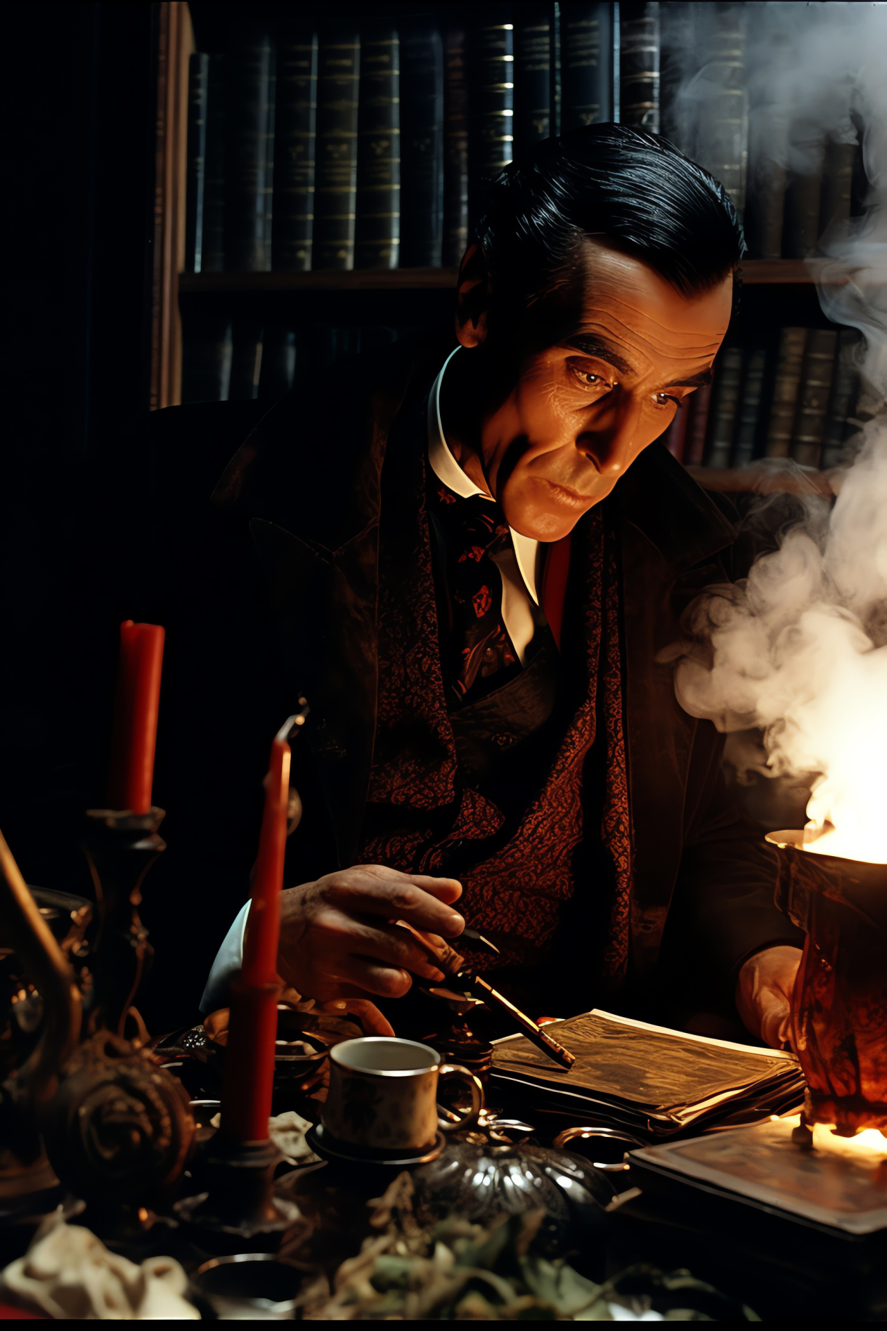 Holmes portrayal, Crime-solving genius, Iconic pipe, Mystery ambiance, Actor's interpretation, HD Phone Image