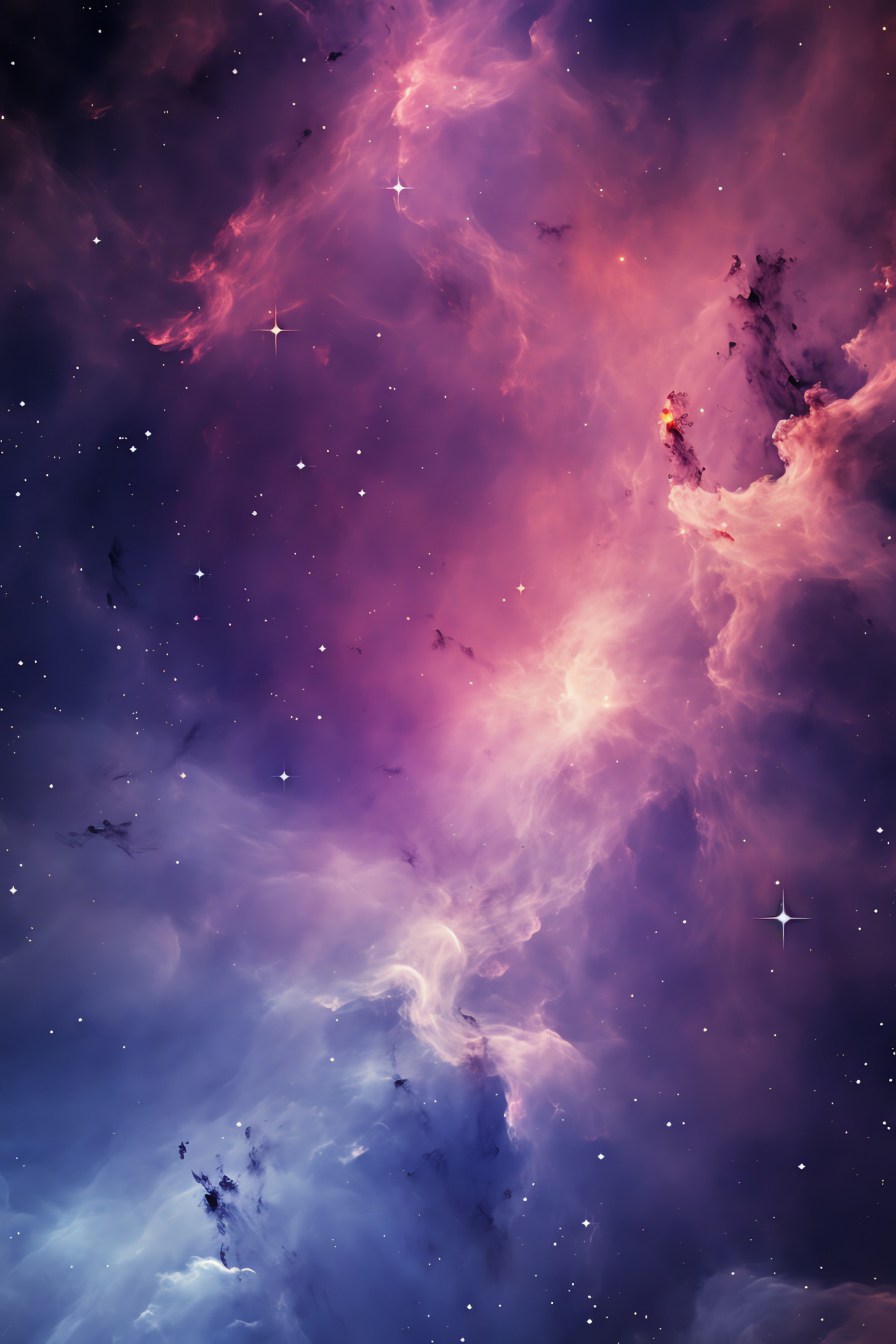Celestial Nebula brilliance, Colorful gas interplay, Space panorama, Royal blue cosmos, Purple interstellar haze, HD Phone Image