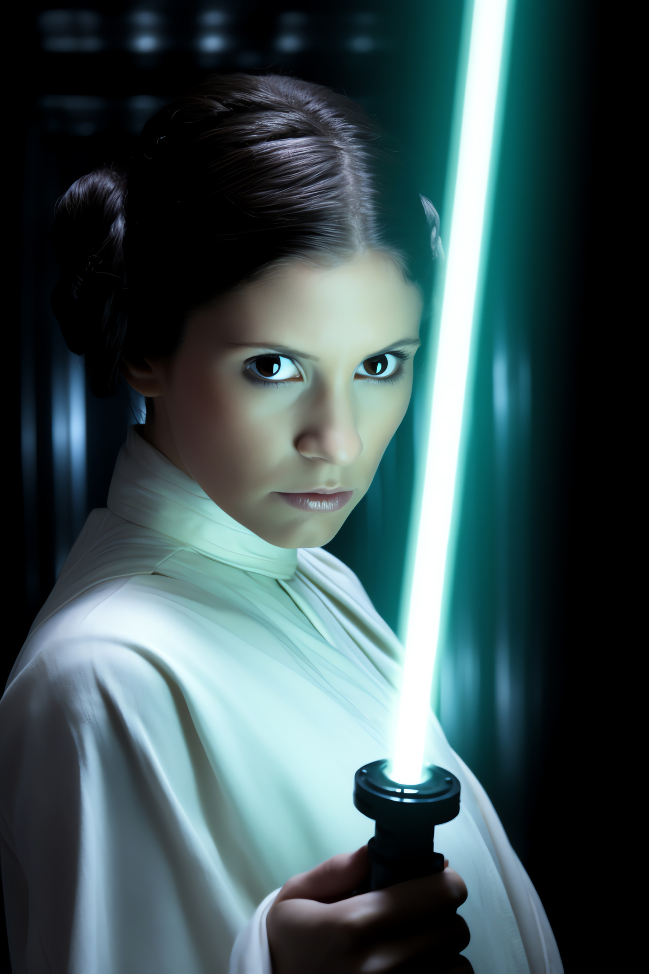 Princess Leia, Rebel royalty, Jedi weapon, Defence mechanism, Iconic film saga, HD Phone Image