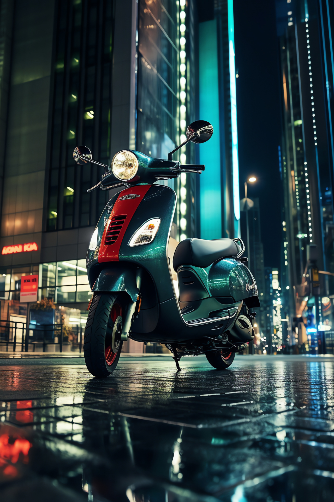 Vespa GTS 125 SuperTech, Metropolitan Tokyo setting, Shinjuku district Vespas, Urban Japan scooters, Vibrant city transport, HD Phone Image