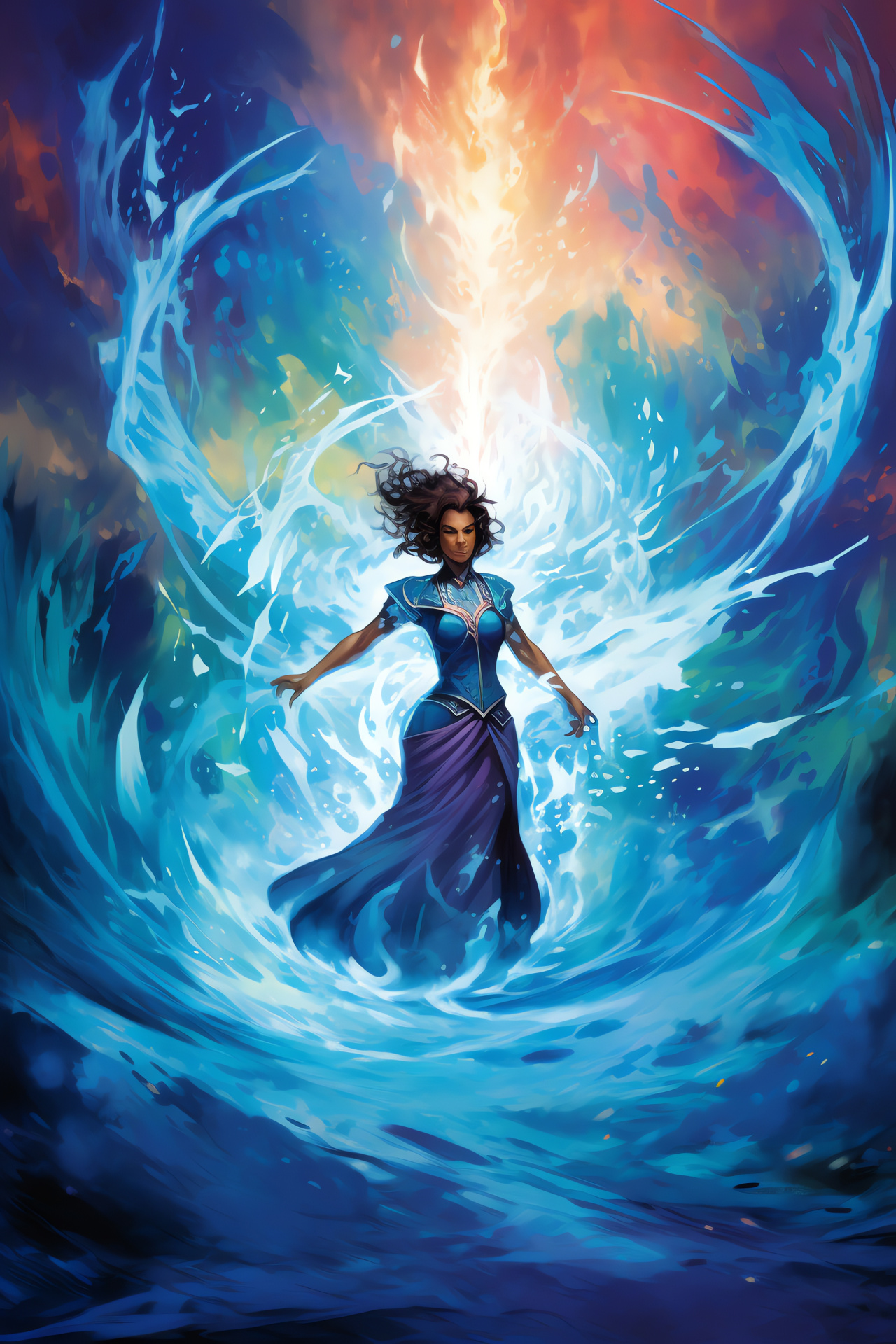 MTG, Kiora, Sea-born deity, Oceanic scepter, Cerulean gaze, HD Phone Wallpaper