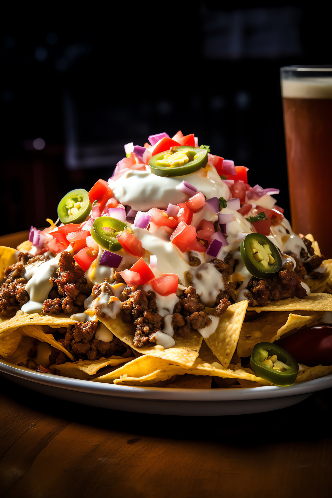 Taco Bell nachos, Heaped plate, Crispy chip mound, Spiced beef topping, Cheesy concoction, HD Phone Image